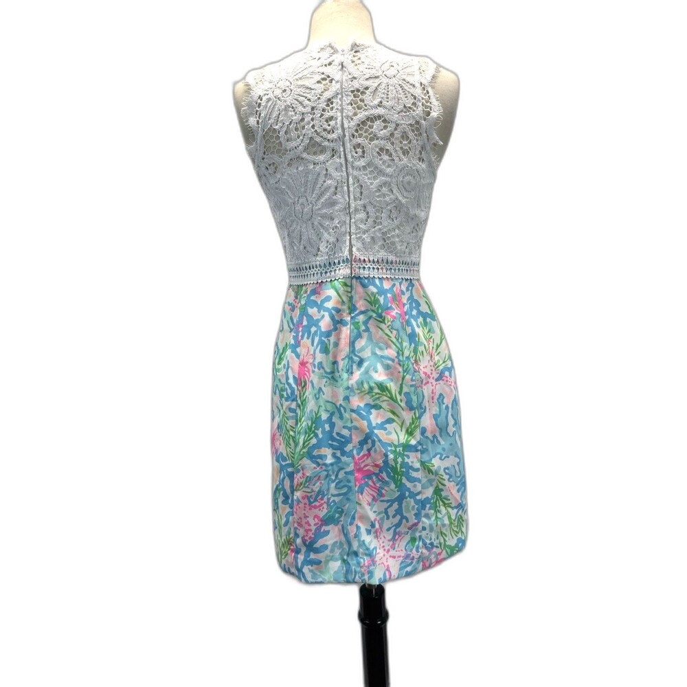 Lilly Pulitzer Sharice Stretch Shift Dress 00 in Multi Coral Bay Sleeveless Luxe - Picture 6 of 9